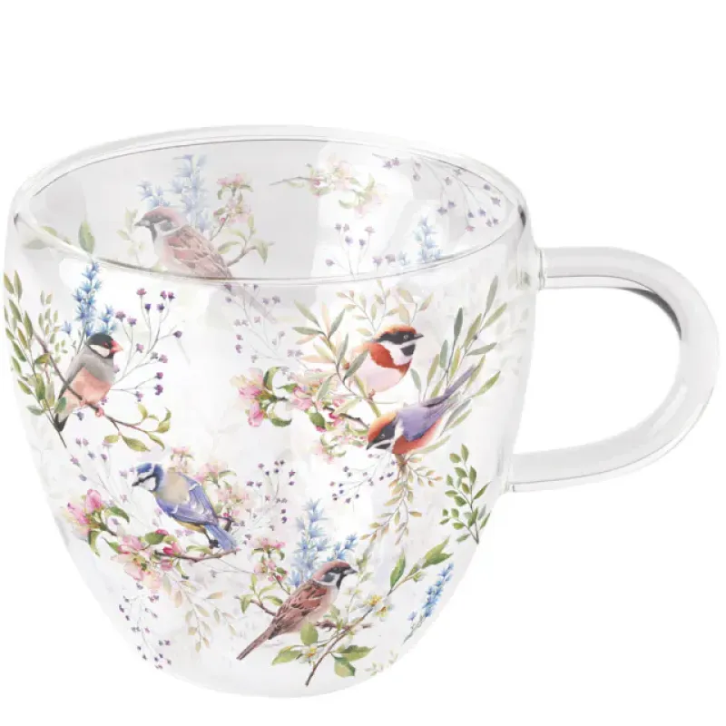 busy birds dubbelwandig theeglas